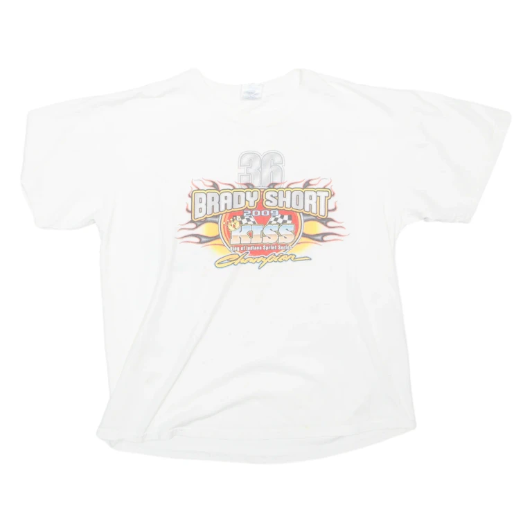 GILDAN Brady Short Racing Mens T-Shirt White L