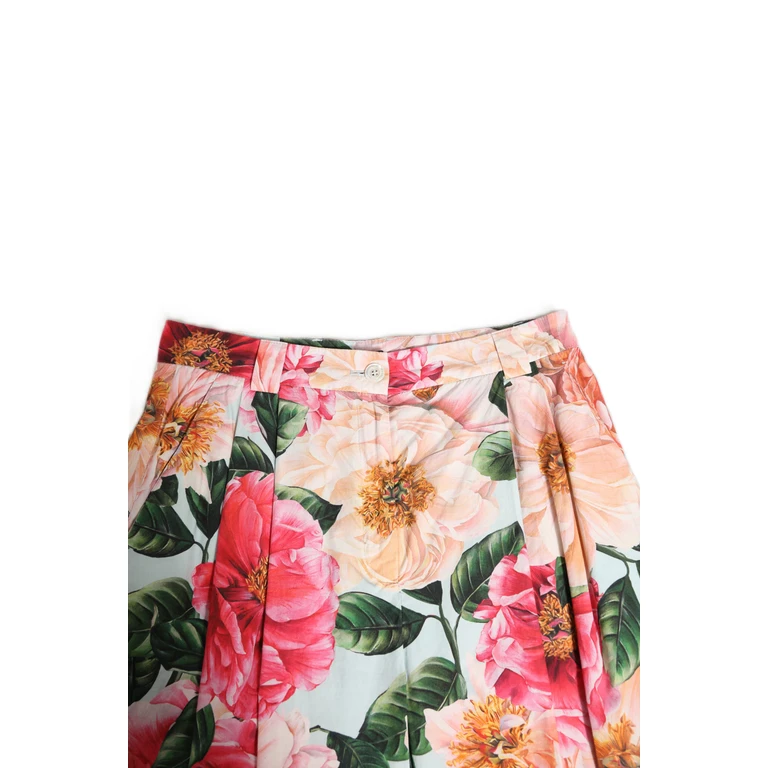 Dolce & Gabbana Multicolor Floral High Waist Cropped Pants Cotton - Women