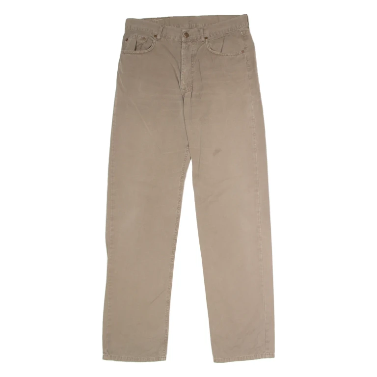 MARLBORO Mens Canvas Trousers Brown Regular Straight W32 L34