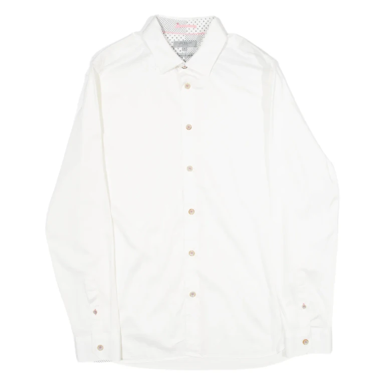 TED BAKER Mens Plain Shirt White Long Sleeve M