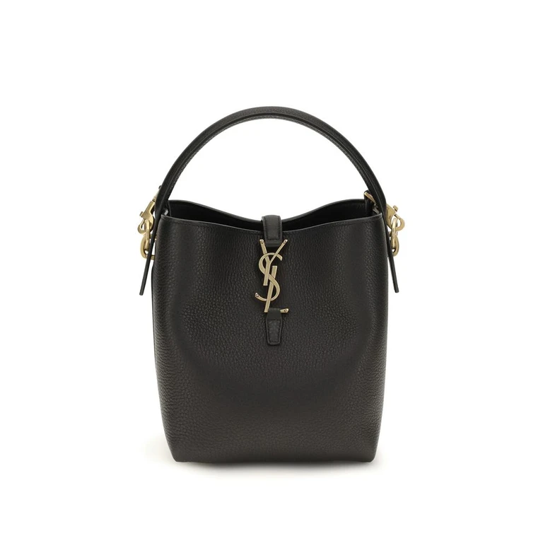 Saint Laurent Black Calf Leather Bos Taurus Backet Bag - Women