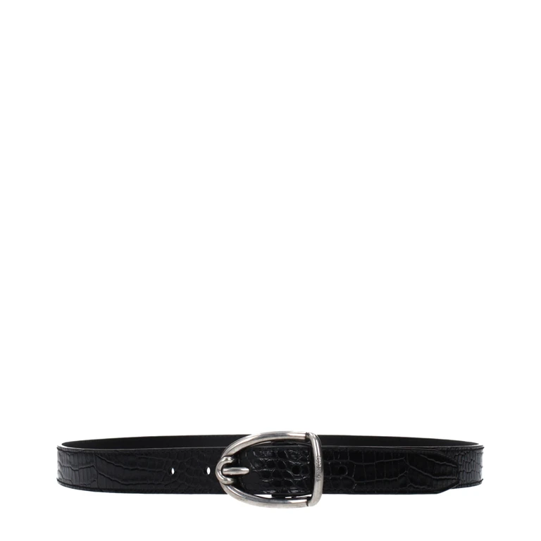 Black Leather Regular Belt - Men