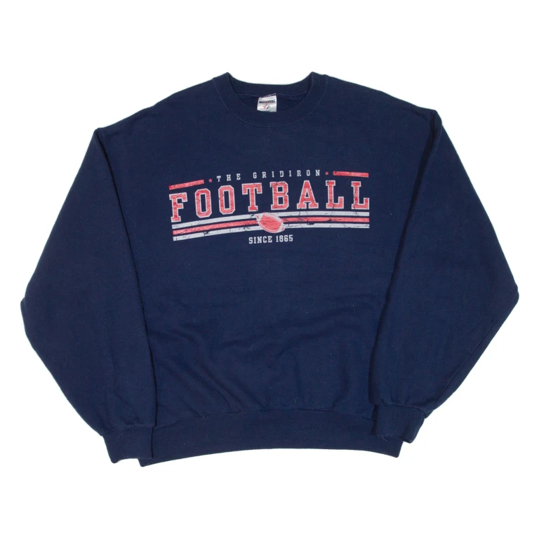 JERZEES The Gridiron Football Mens Sweatshirt Blue USA L