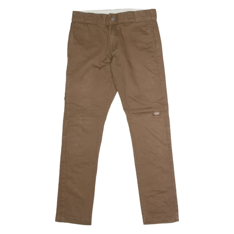 DICKIES Workwear Mens Twill Trousers Brown Regular Skinny W30 L31