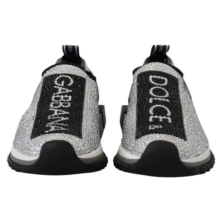 Dolce & Gabbana Silver Rhinestones Sorrento Sneakers Shoes - Women