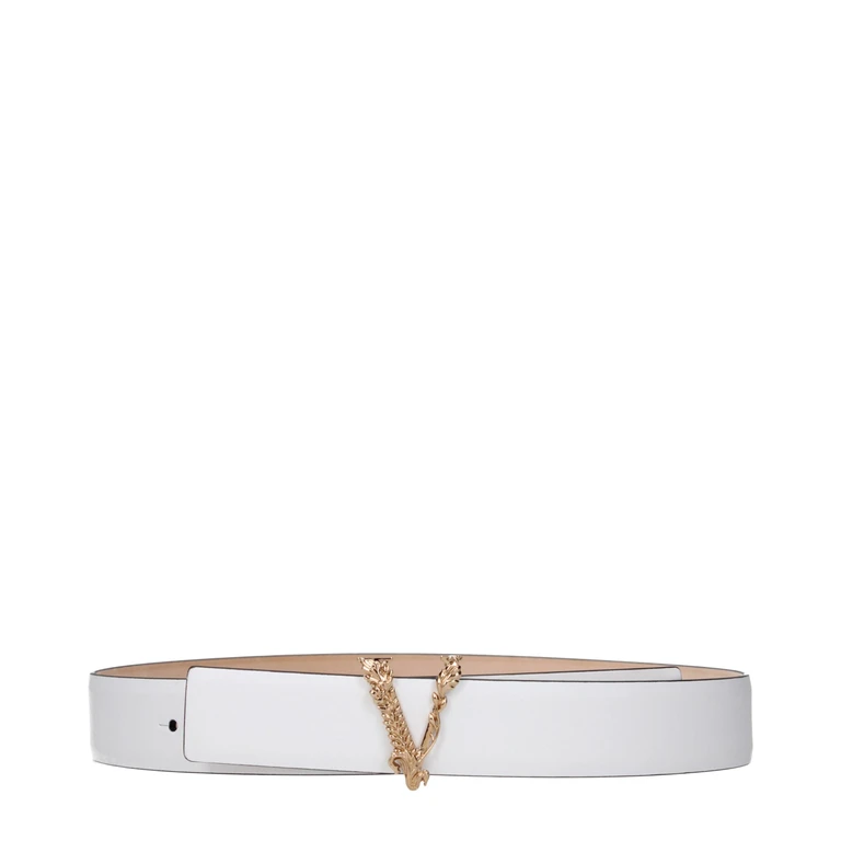 White Leather Regular Belt - Women
