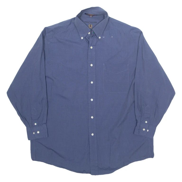 TOMMY HILFIGER Tailored Fit Mens Formal Shirt Blue Long Sleeve L