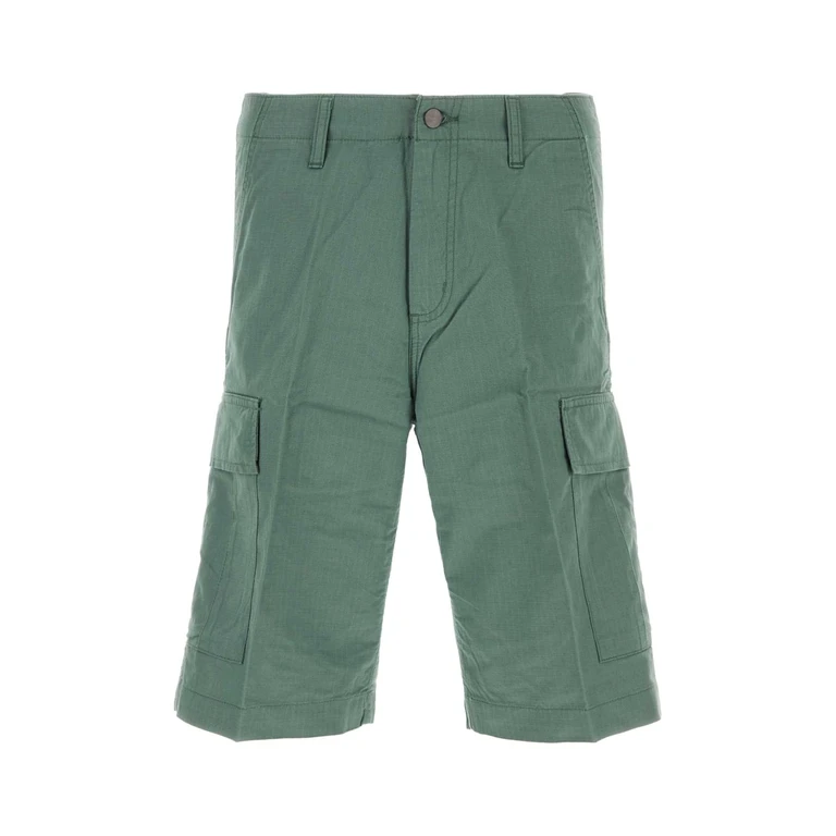 Carhartt Wip Green Cotton Regular Cargo Short Duckgreen Exterior - Men