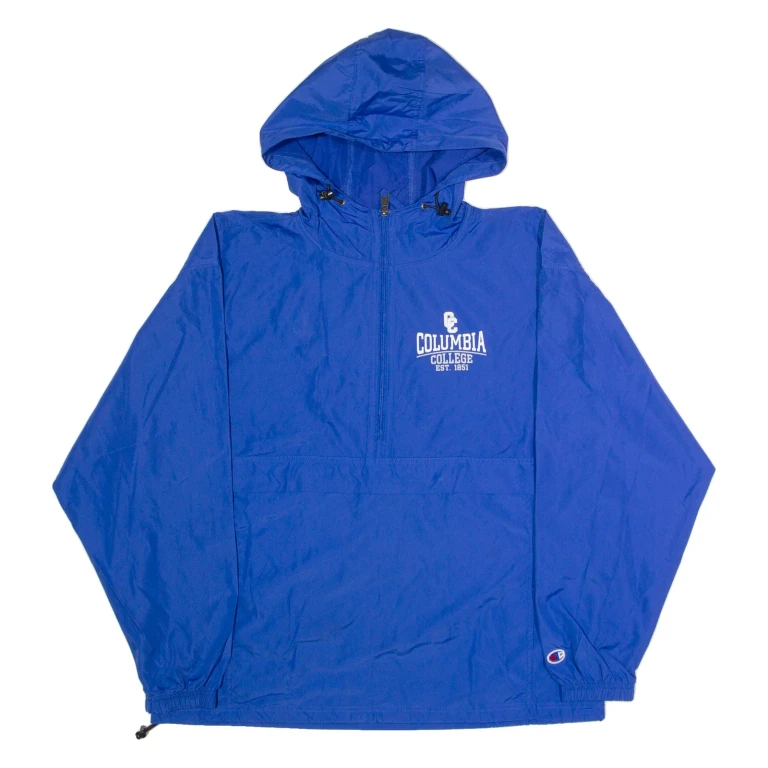 CHAMPION Columbia College Mens Anorak Jacket Blue USA Hooded L