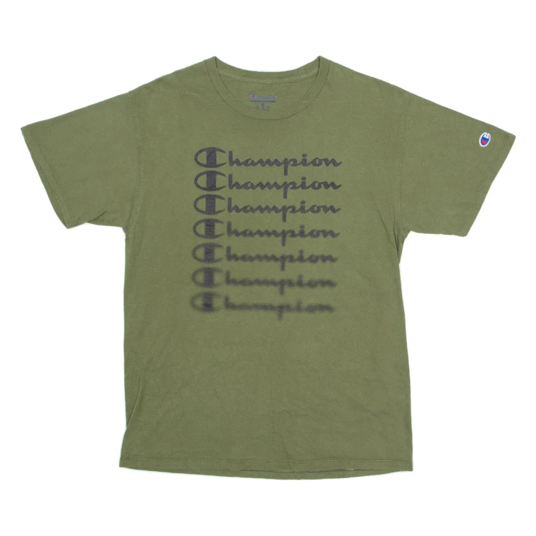 CHAMPION Mens T-Shirt Green Crew Neck M