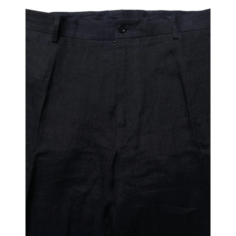 Black Linen Straight Leg Dress Trouser Pants - Men