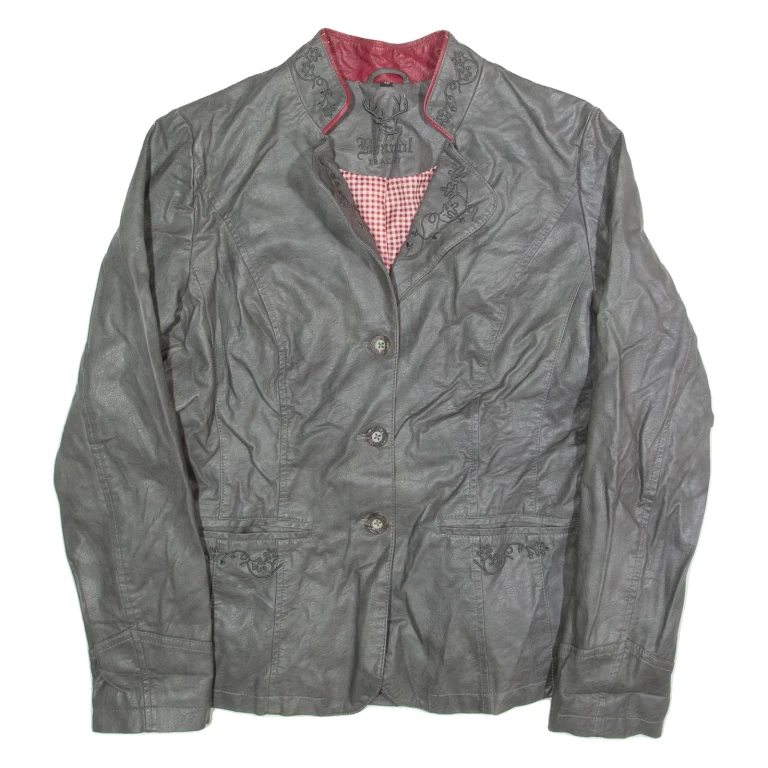 BRANDL Mens Blazer Jacket Grey Leather M