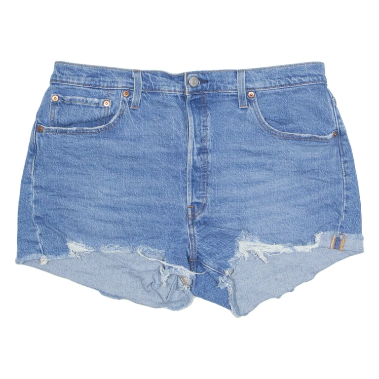 LEVI'S Cut Off 501 Womens Denim Shorts Blue M W34