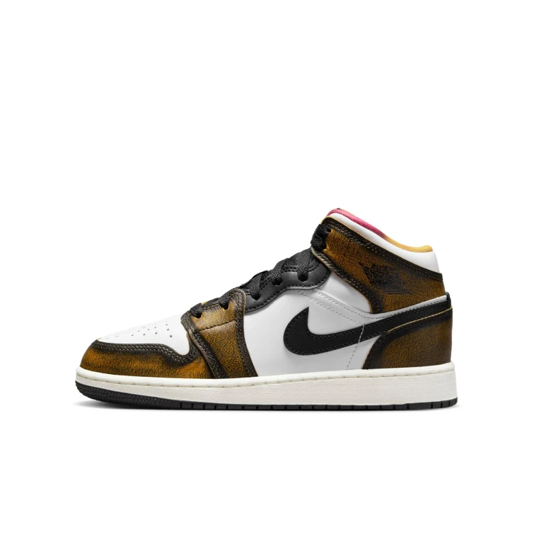Youth Retro 1 Mid Se 'Orange Wear Away Gs Sneakers
