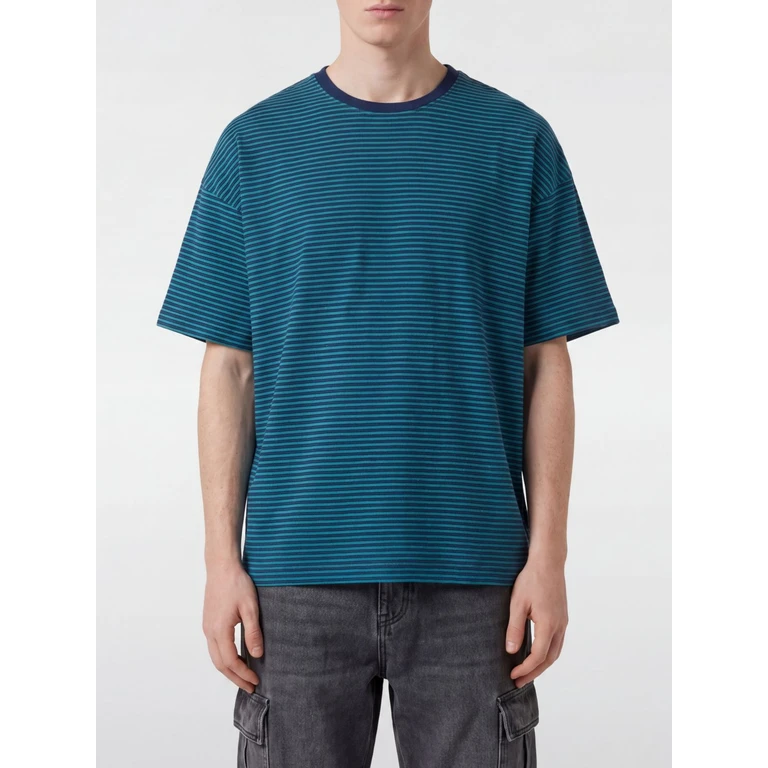 Striped Relaxed Fit T-Shirt in Cotton with Crew Neck (BOXYPARADISENEVERMIND)