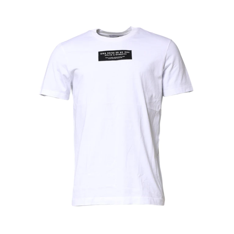 Dolce & Gabbana White Cotton Logo Patch Crew Neck T-Shirt - Men