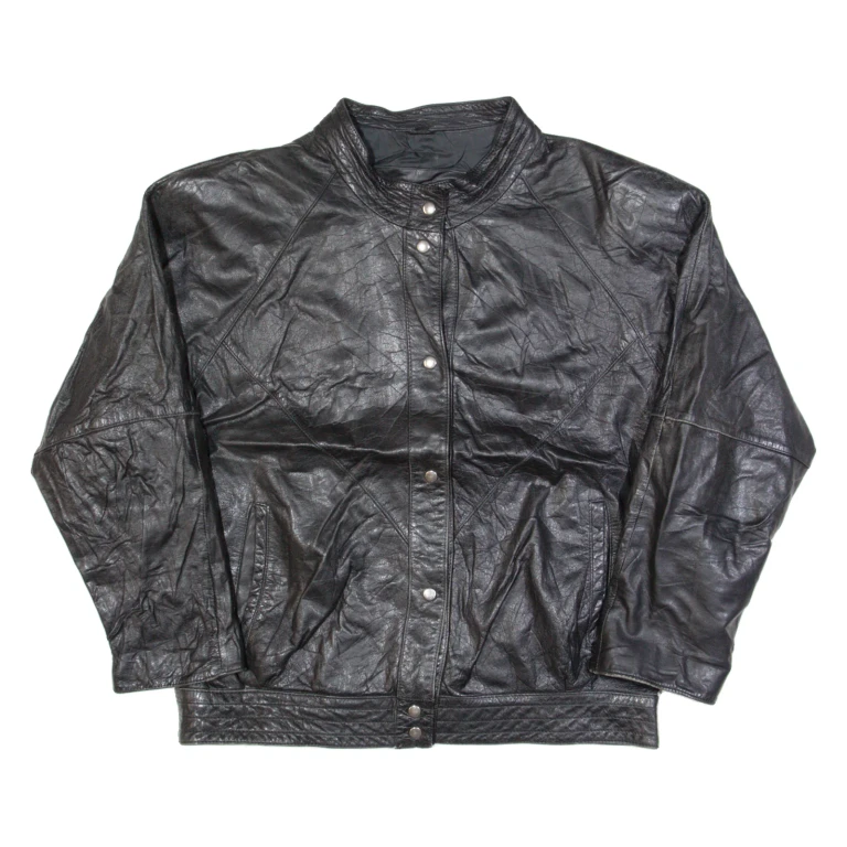 Womens Jacket Black Leather 90s L