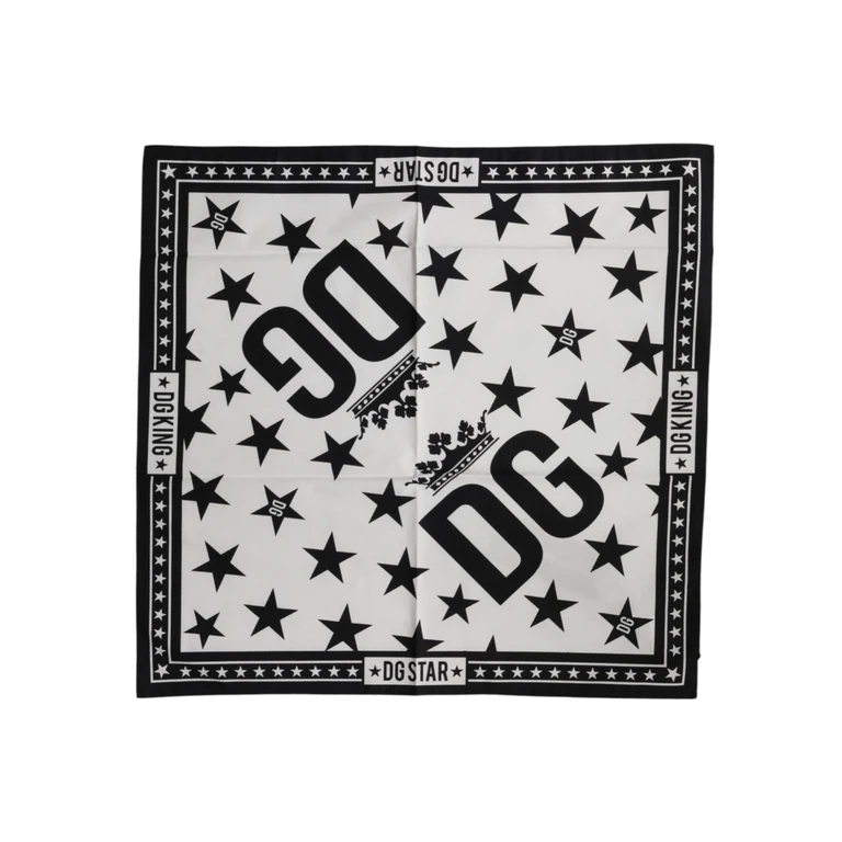 Dolce & Gabbana White Dg Crown Print Square Foulard 52cm X 50.5cm Scarf - Men