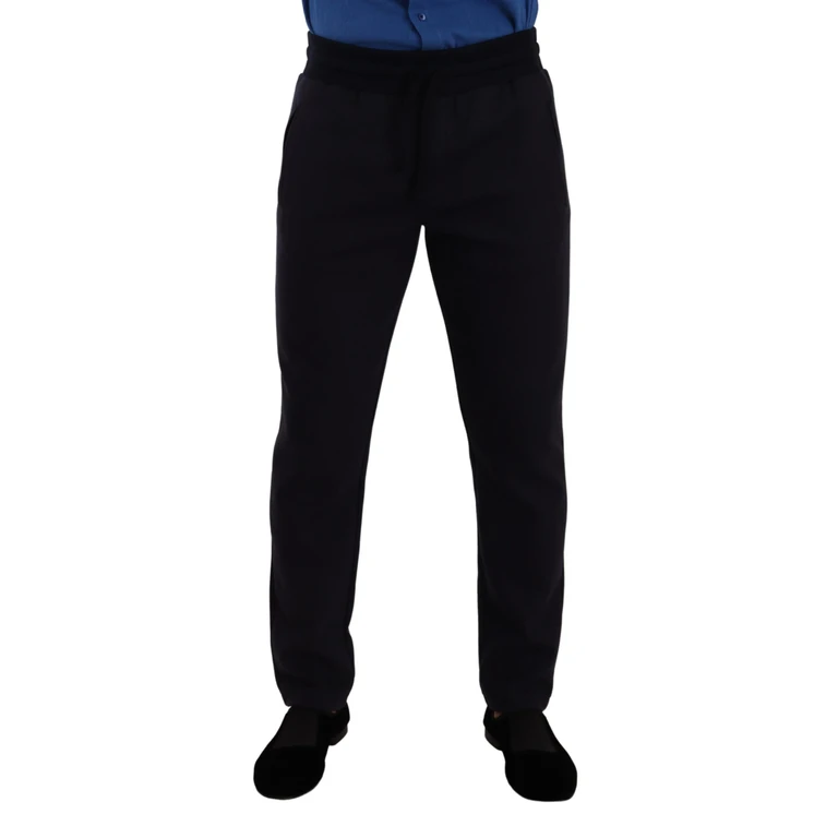 Dolce & Gabbana Blue Cotton Stretch Jogging Trouser Pants Nylon Elastane - Men