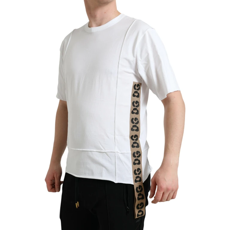 Dolce & Gabbana White Logo Crew Neck Short Sleeves T-Shirt Cotton - Men