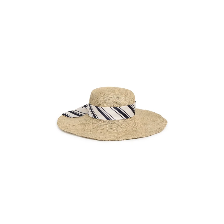 rag & bone Garden Seagrass Hat Black White Stripe L