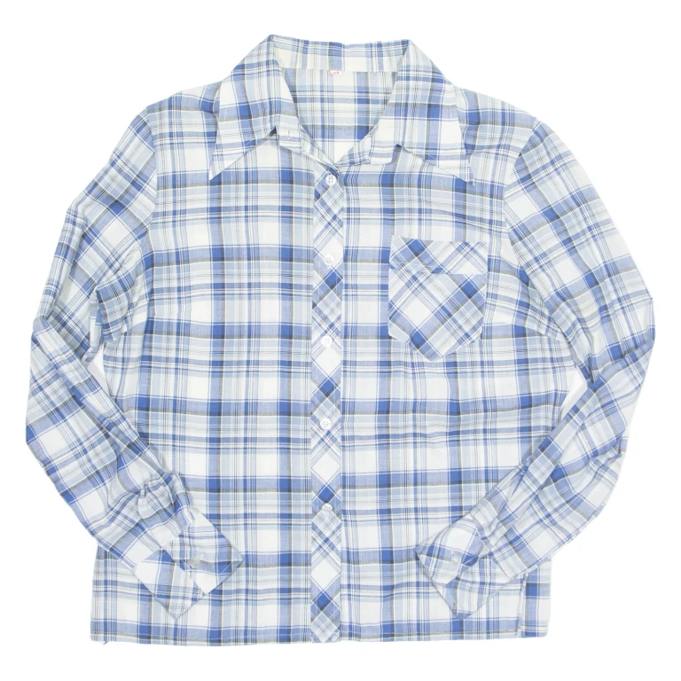Womens Printed Shirt Blue Long Sleeve Check M