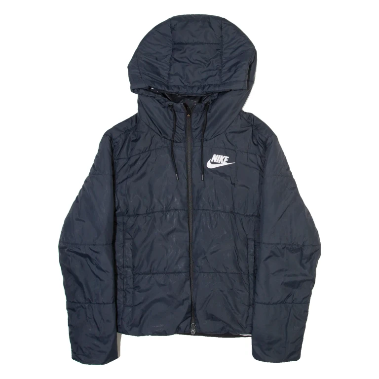 NIKE Mens Puffer Jacket Grey Hooded XS