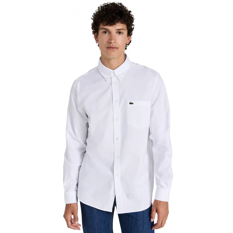 Lacoste Regular Fit Oxford Cotton Shirt Blue M