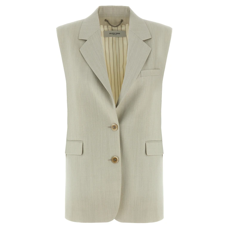 Golden Goose Beige Virgin Wool Sleeveless Jacket Clothing - Women
