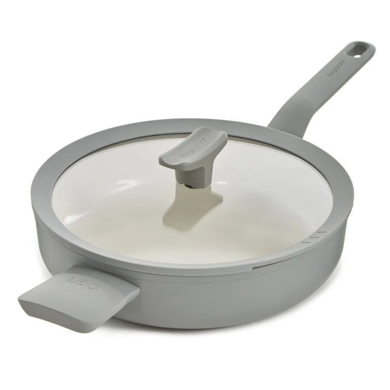 Balance Nonstick Ceramic Sauté Pan (Long Handle) 10.25", 3.1qt. With Glass Lid, Recycled Aluminum, Moonmist