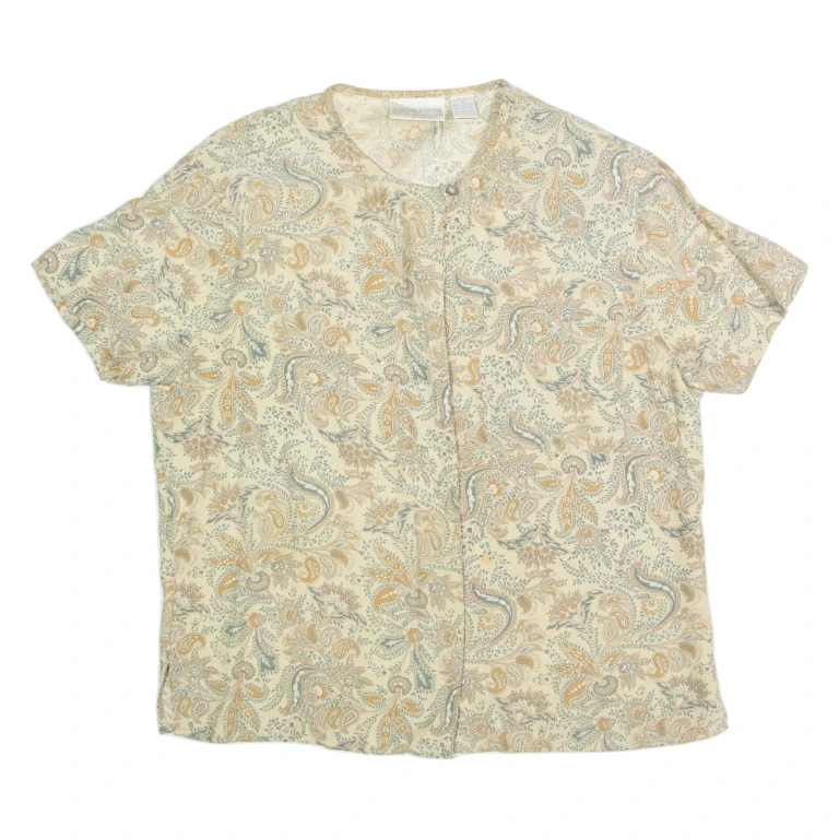 LIZ CLAIBORNE Petite Womens Printed Shirt Grey 90s Silk Paisley S