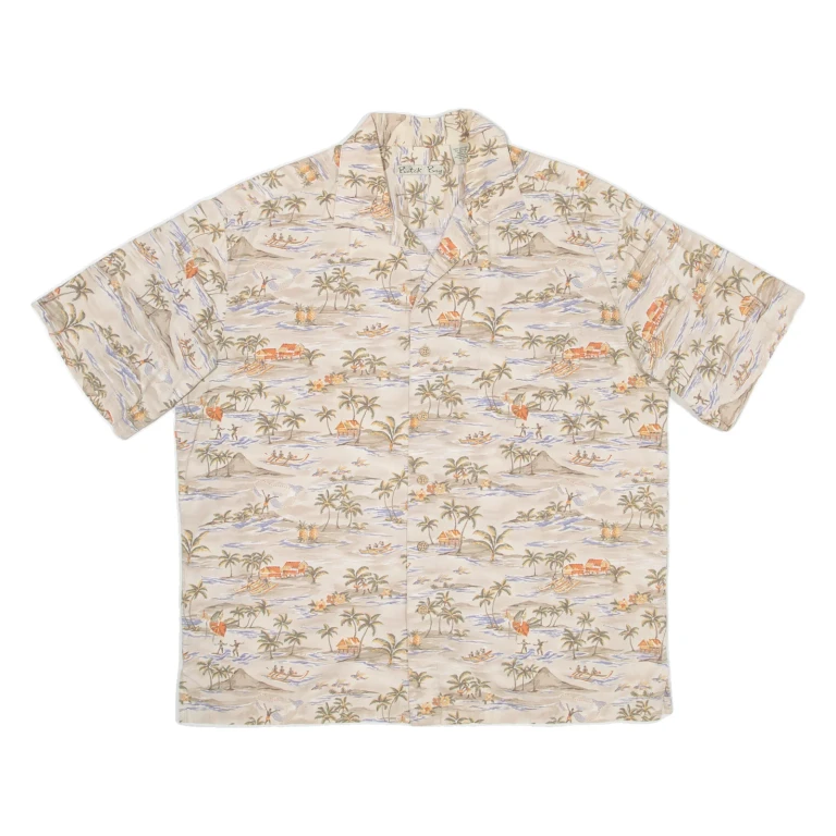 BATIK BAY Mens Hawaiian Shirt Beige Floral L