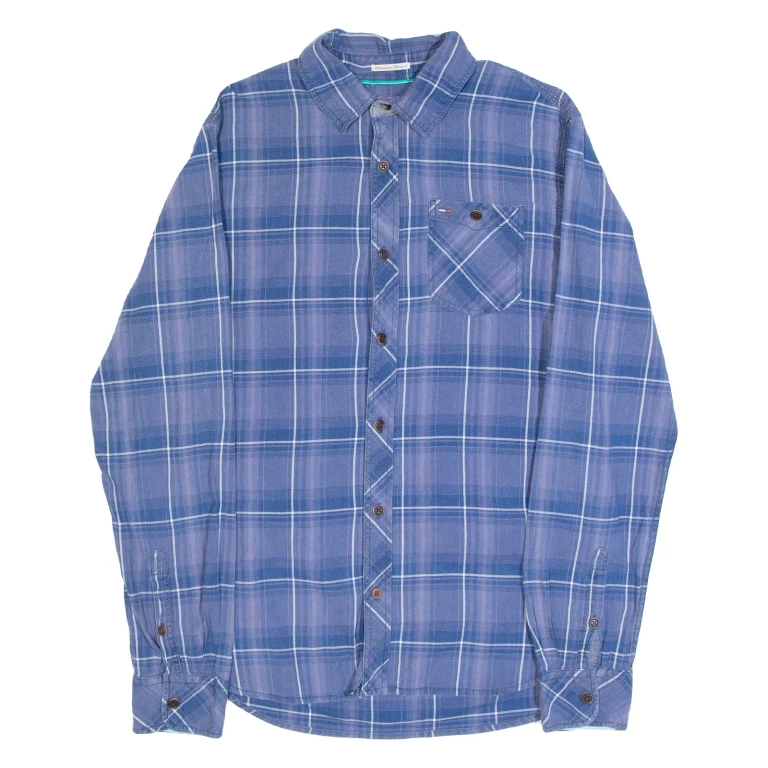 TOMMY HILFIGER Mens Shirt Blue Check Long Sleeve M (XX3-251024-11869)