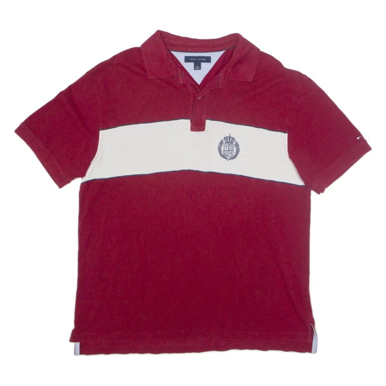 TOMMY HILFIGER Mens Polo Shirt Maroon XL