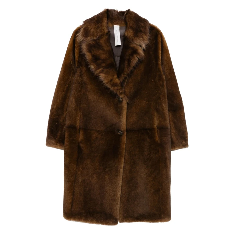 Fur-trimmed Lapel Single-breasted Coat