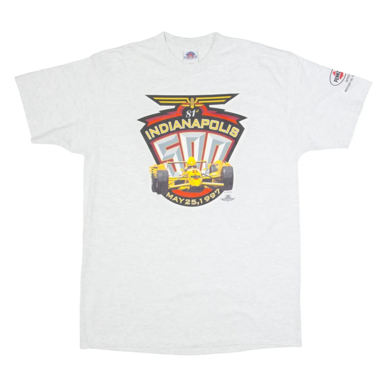 ATHLETIC JOY Indianapolis 500 Racing Mens T-Shirt Grey USA XL