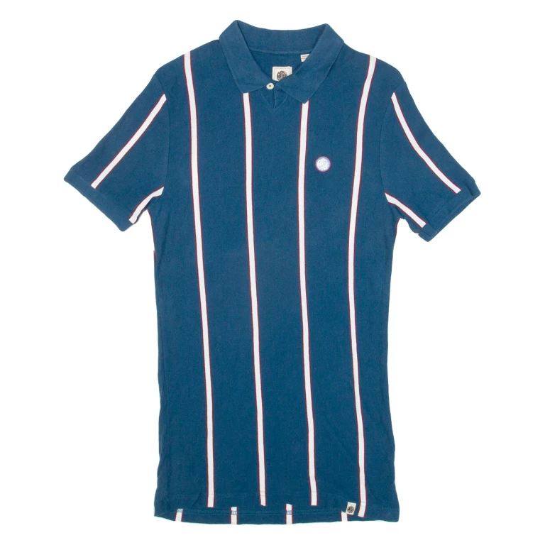 PRETTY GREEN Womens Polo Shirt Blue Striped XS
