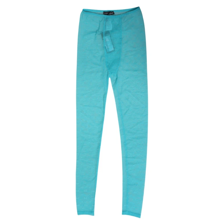 Dolce & Gabbana Light Blue Nylon Logo Lace Leggings Pants Underwear Elastane - Women