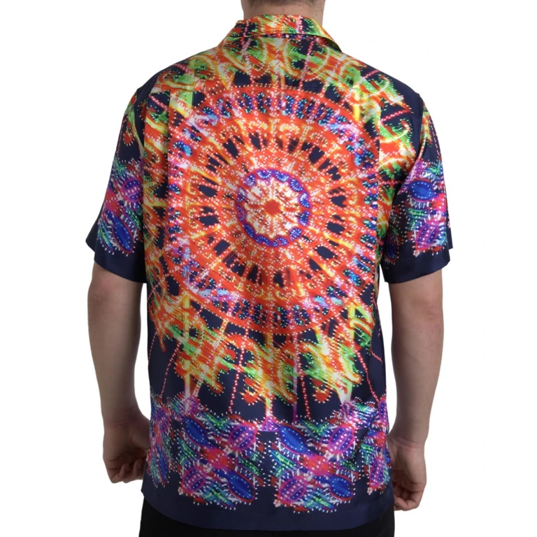 Dolce & Gabbana Multicolor Luminarie Print Men Shirt Silk - Men