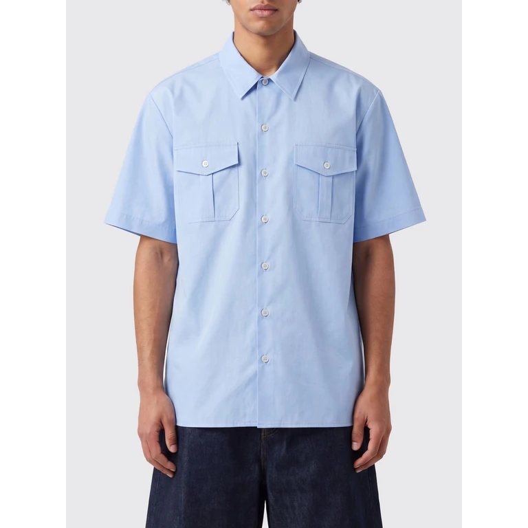 Striped Cotton Bowling Shirt with Short Sleeves (SH2DR0005M35861471)
