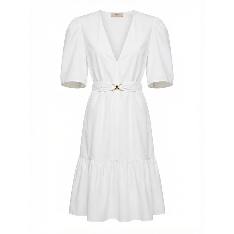 Twin Set Mini Dress With Ruffle And Detachable Belt
