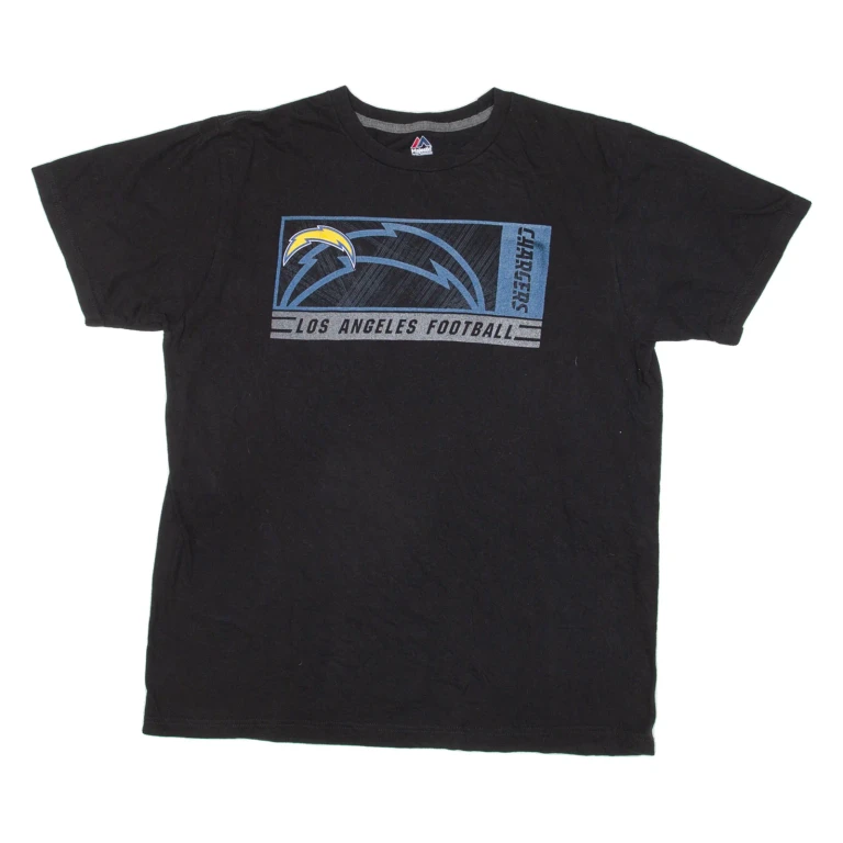 MAJESTIC Los Angeles Football Mens T-Shirt Black USA L
