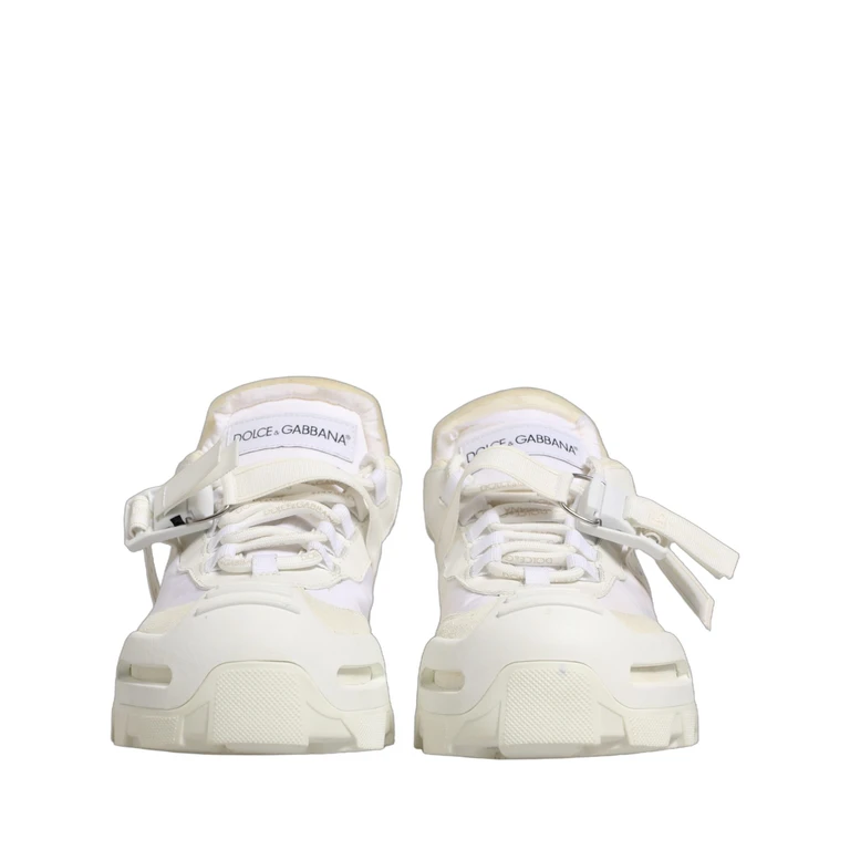 Dolce & Gabbana White Airmaster Panelled Low Top Men Sneakers Shoes Nylon Suede - Men
