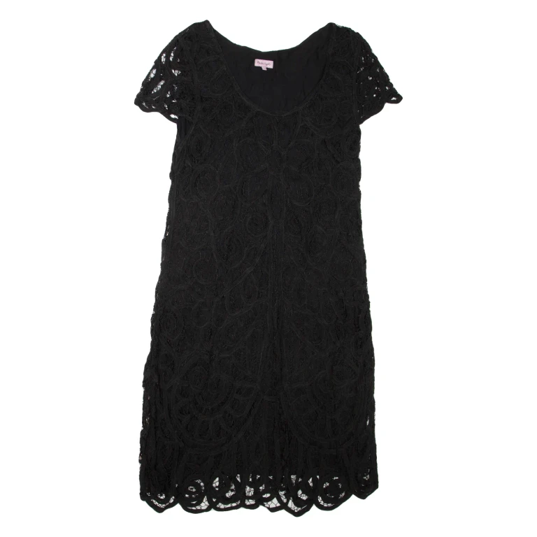 PHASE EIGHT Womens Day Dress Black Viscose Short Sleeve Knee Length L