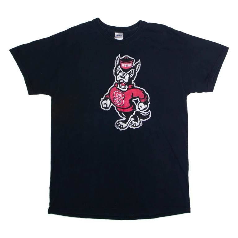GILDAN NC State Mens T-Shirt Black USA Crew Neck L