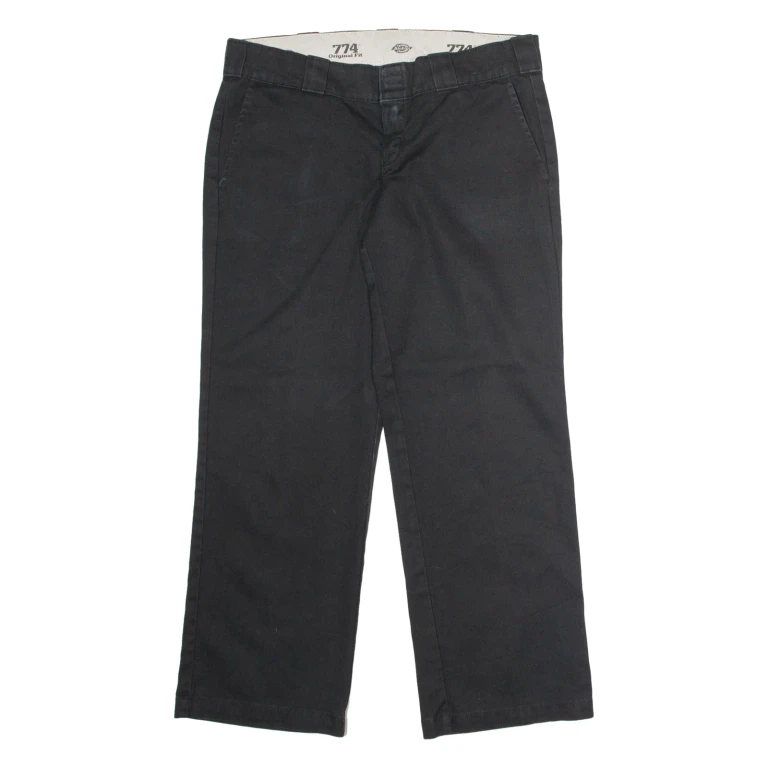 DICKIES 774 Workwear Womens Twill Trousers Black Classic Straight W34 L28