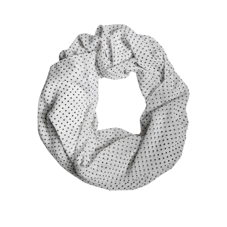 White Polka Dots Polyester Wrap Shawl Scarf - Women