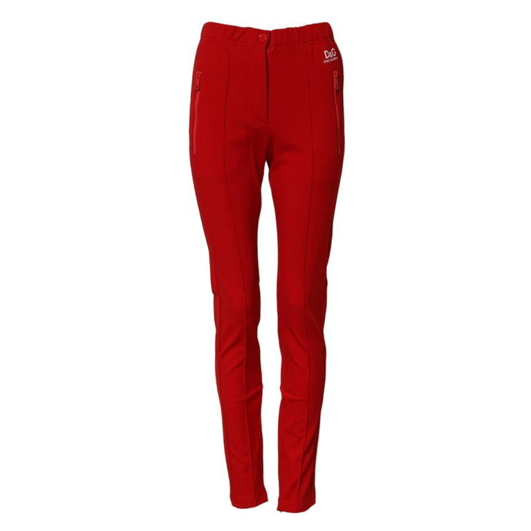 Dolce & Gabbana Red Mid Waist Slim Fit Pants - Women