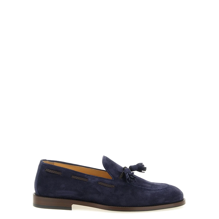 Brunello Cucinelli Blue Calfskin Slip-On Loafers - Men