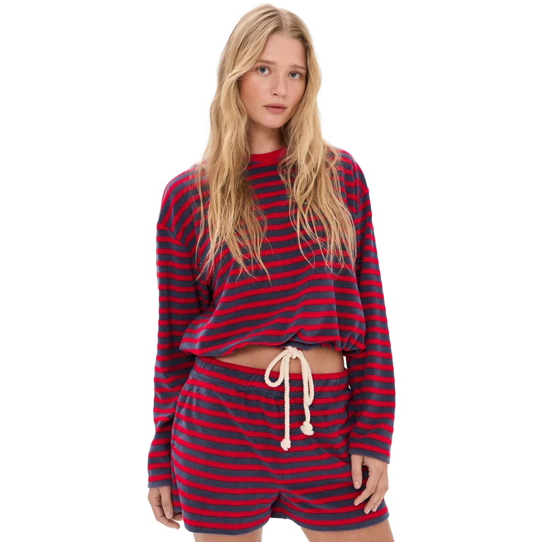 Madewell Towel Terry Tie Waist Top Towel Terry Stripe XXL